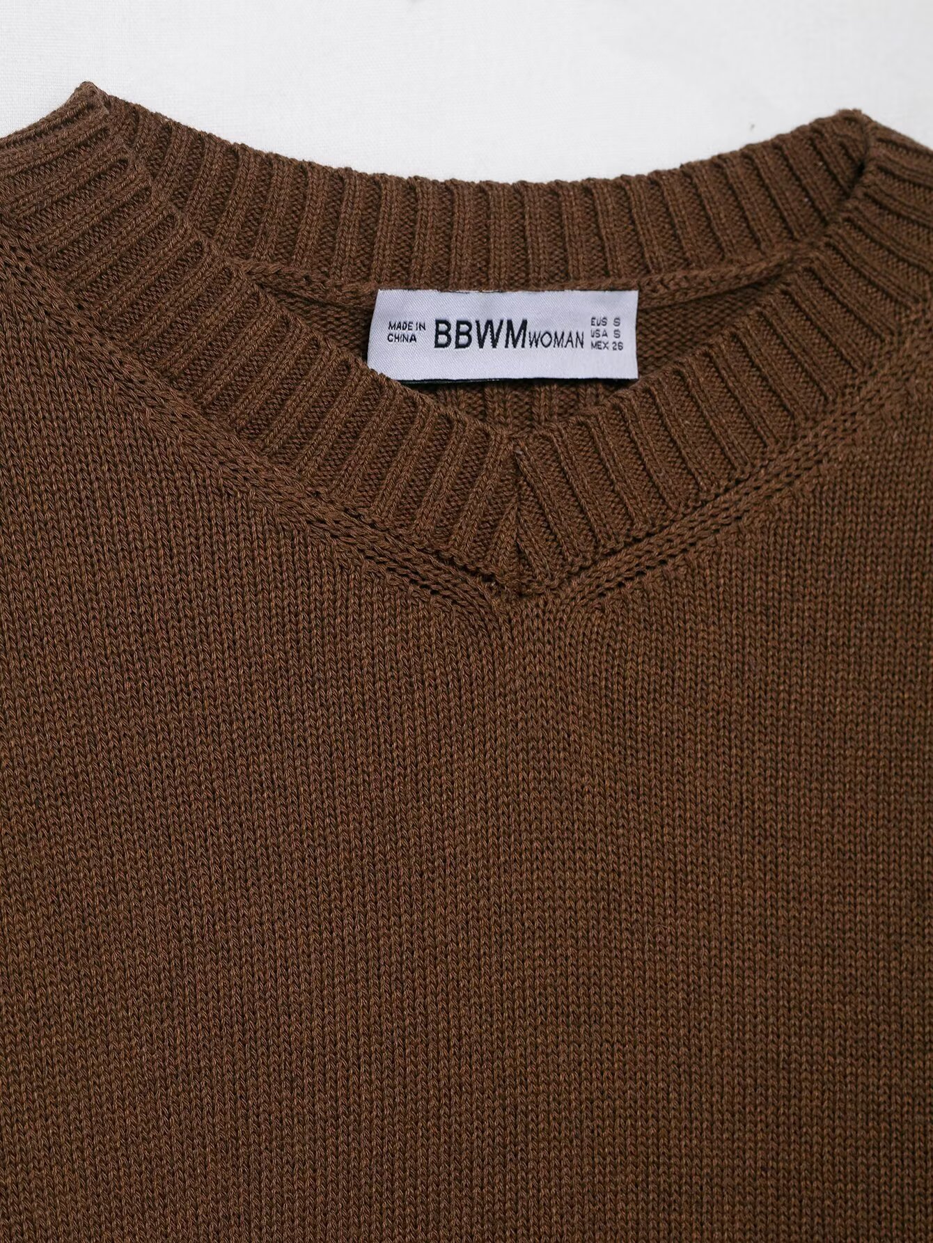 Ladies Solid Color Plunge Sweater