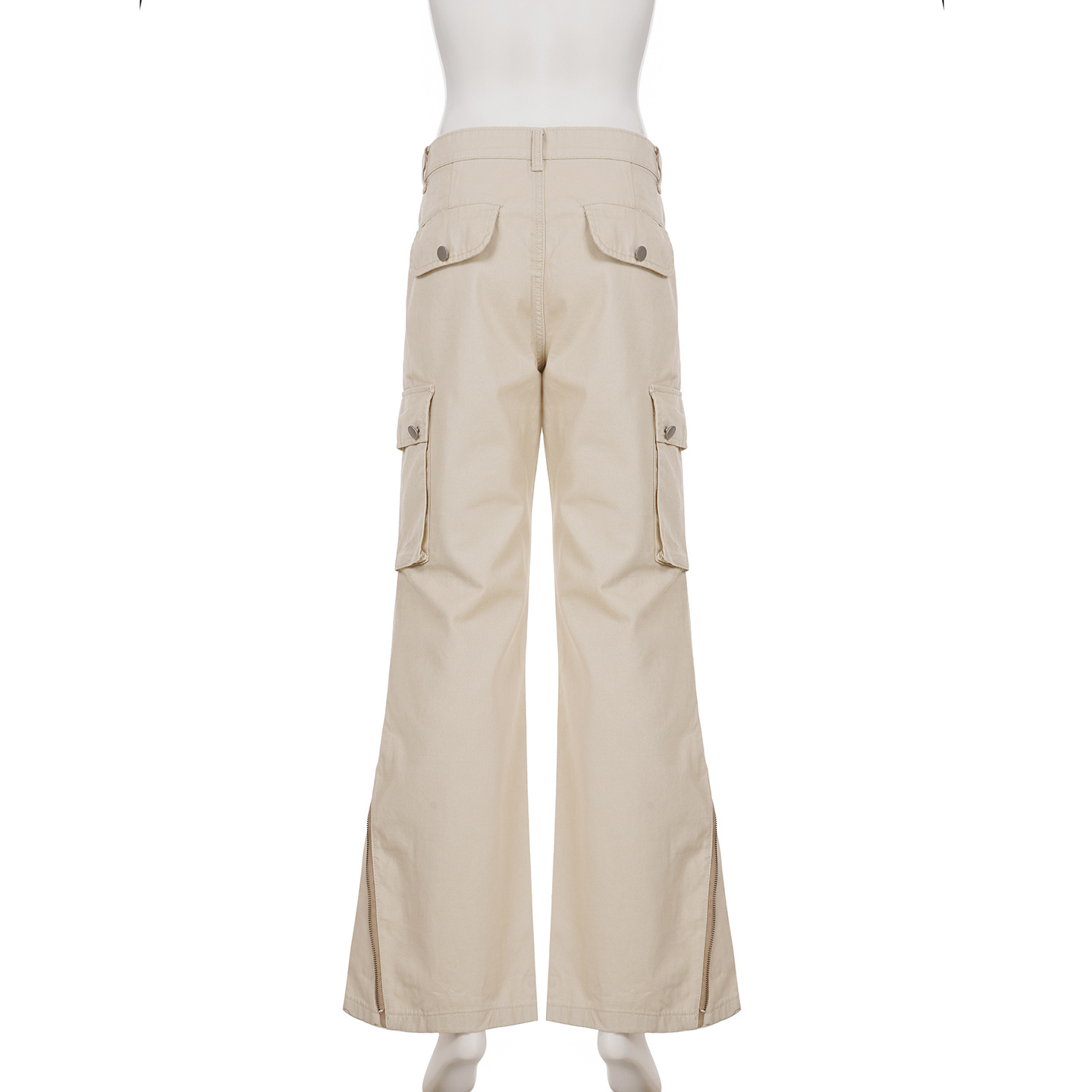 Retro zipper workwear casual wide leg slimming high waisted jeans