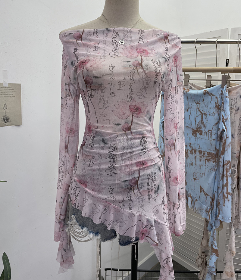 Flirty Asymmetrical Gathered Long Sleeve Top