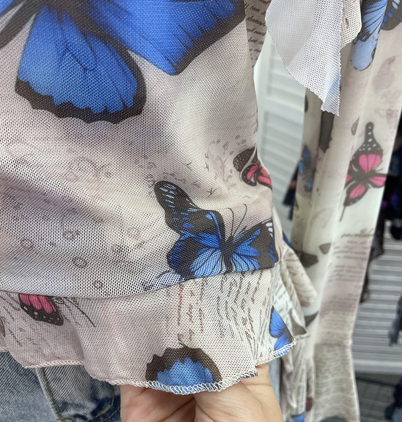 Asymmetric Pointed Floral Off-Shoulder Full Sleeve Top