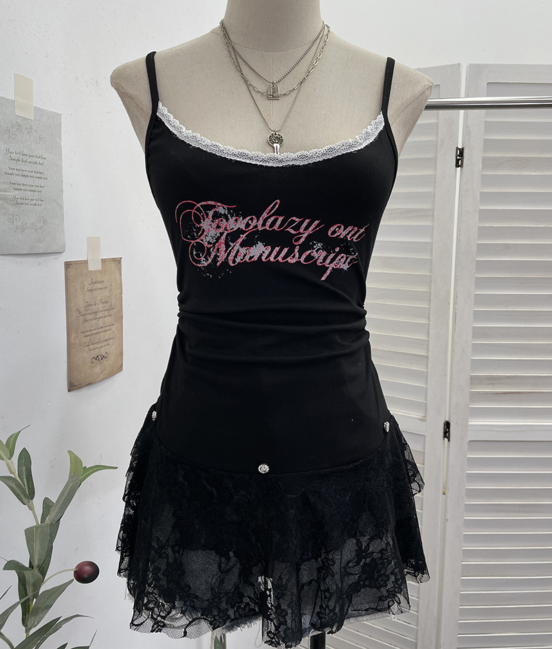 Sexy Lacy Crew Neck Slim Fit Tank Top