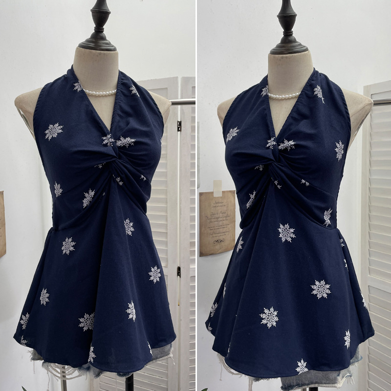 Ladies Slim Fit Polyester Knotted Plunge Resort Cami