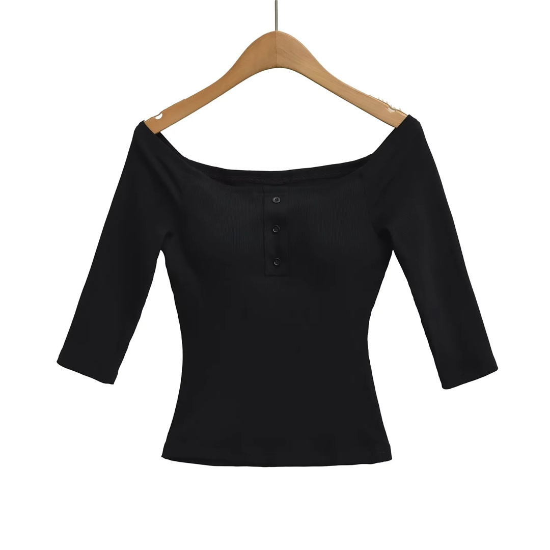 Sexy Slim Three-Quarter Scoop Neck Bodysuit