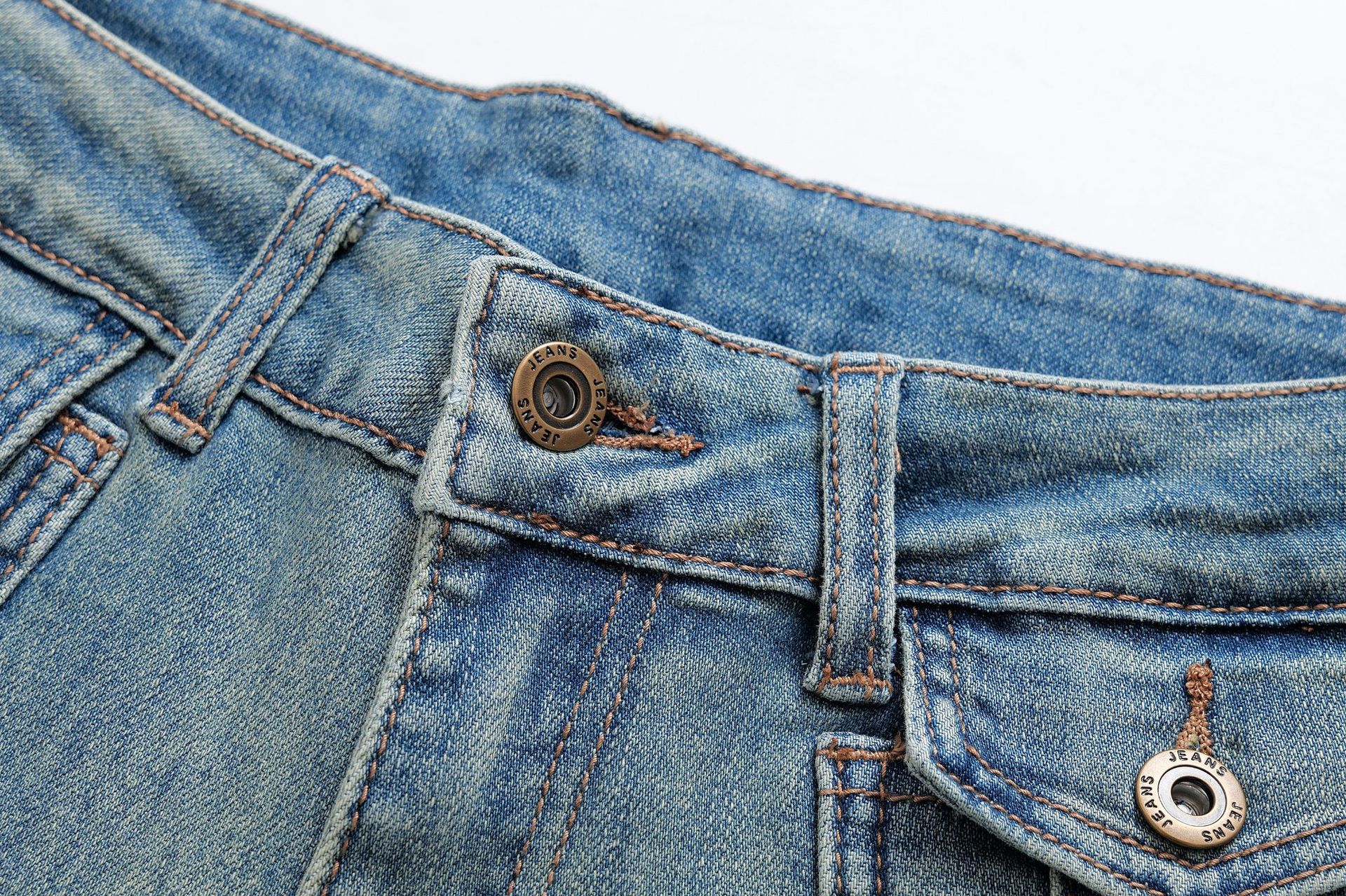 Low waist button slim fit flared jeans