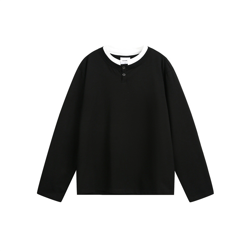 Layered Button Placket Cotton Blend Shirt