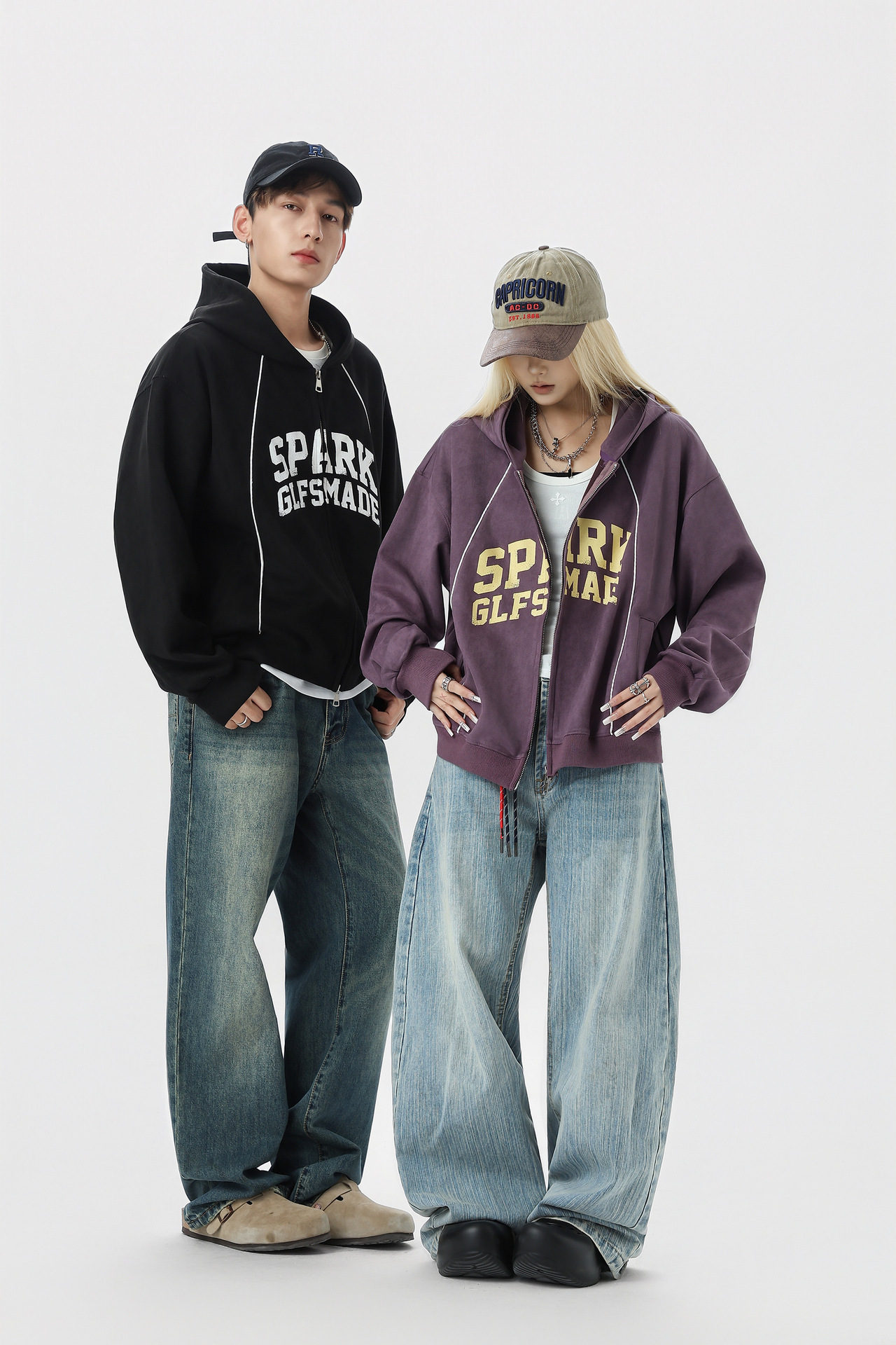 Suede cardigan zipper hoodie