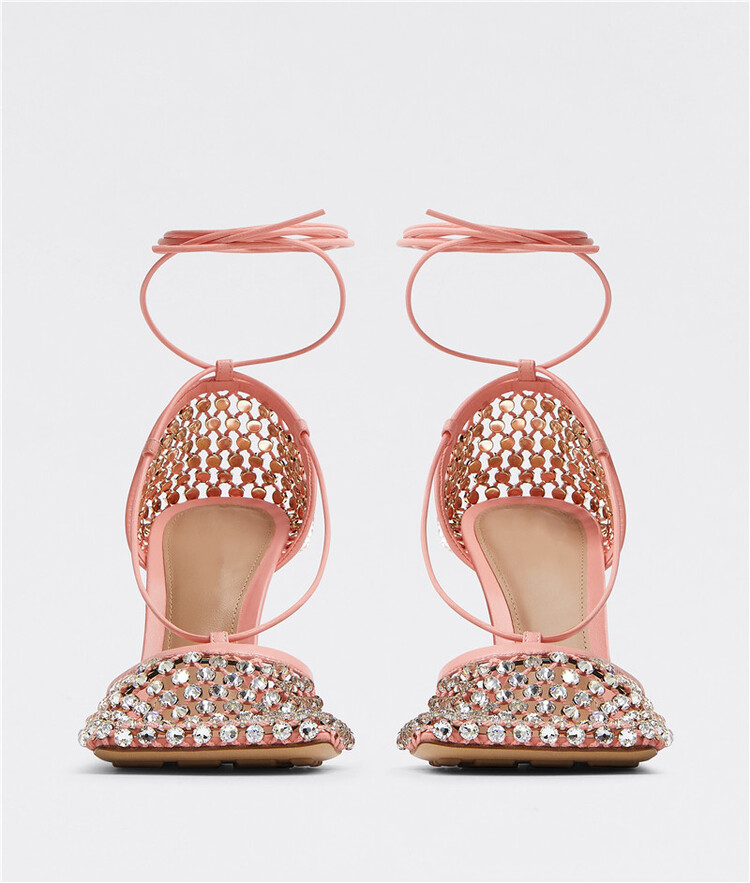 Processing Time:7-15 days after placing orders Women's Summer Fashion Sexy Hollow Out Water Diamond Mesh Bread Head Sandals European and American High Heel Show Shoesdals