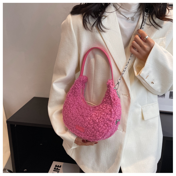 Fashion Faux Wool Fur Bags for Women Shoulder Bag Tote Crossbody Female Handbag
