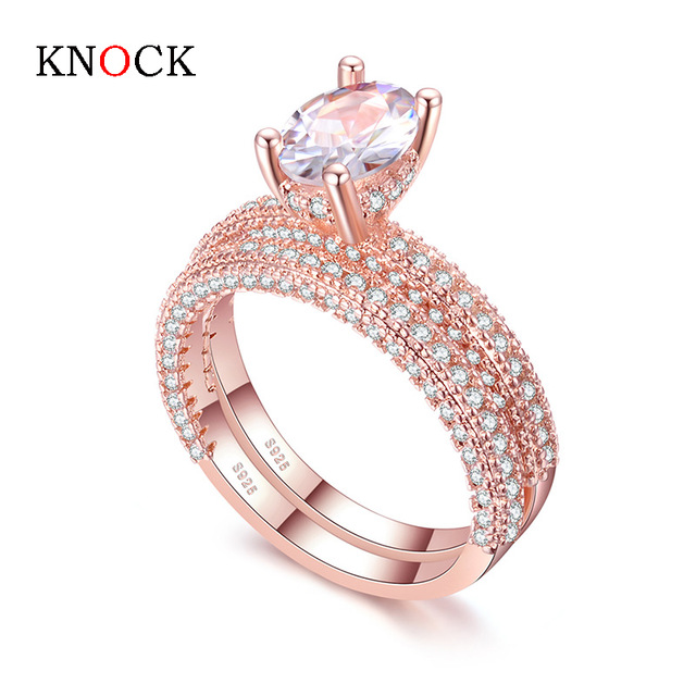 High quality Rose Gold White gold Women Fashion AAAA Cubic Zirconia Wedding Engagement ring