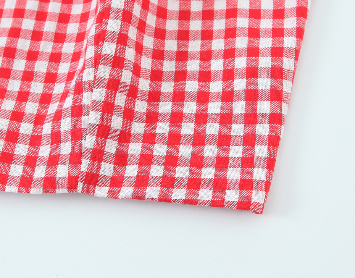 Square Neck Plaid Sexy Crop Top