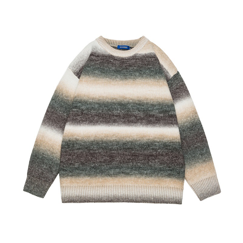 Oversized Color Block Workwear Crew Sweater