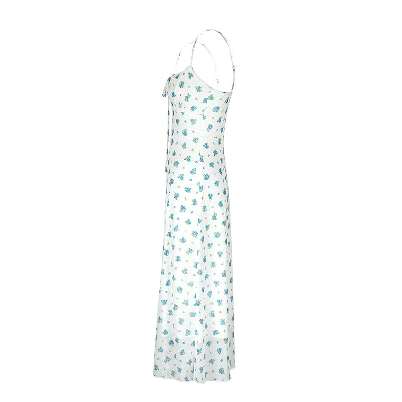 One-Shoulder Printed Fitted Long Sleeveless Dress