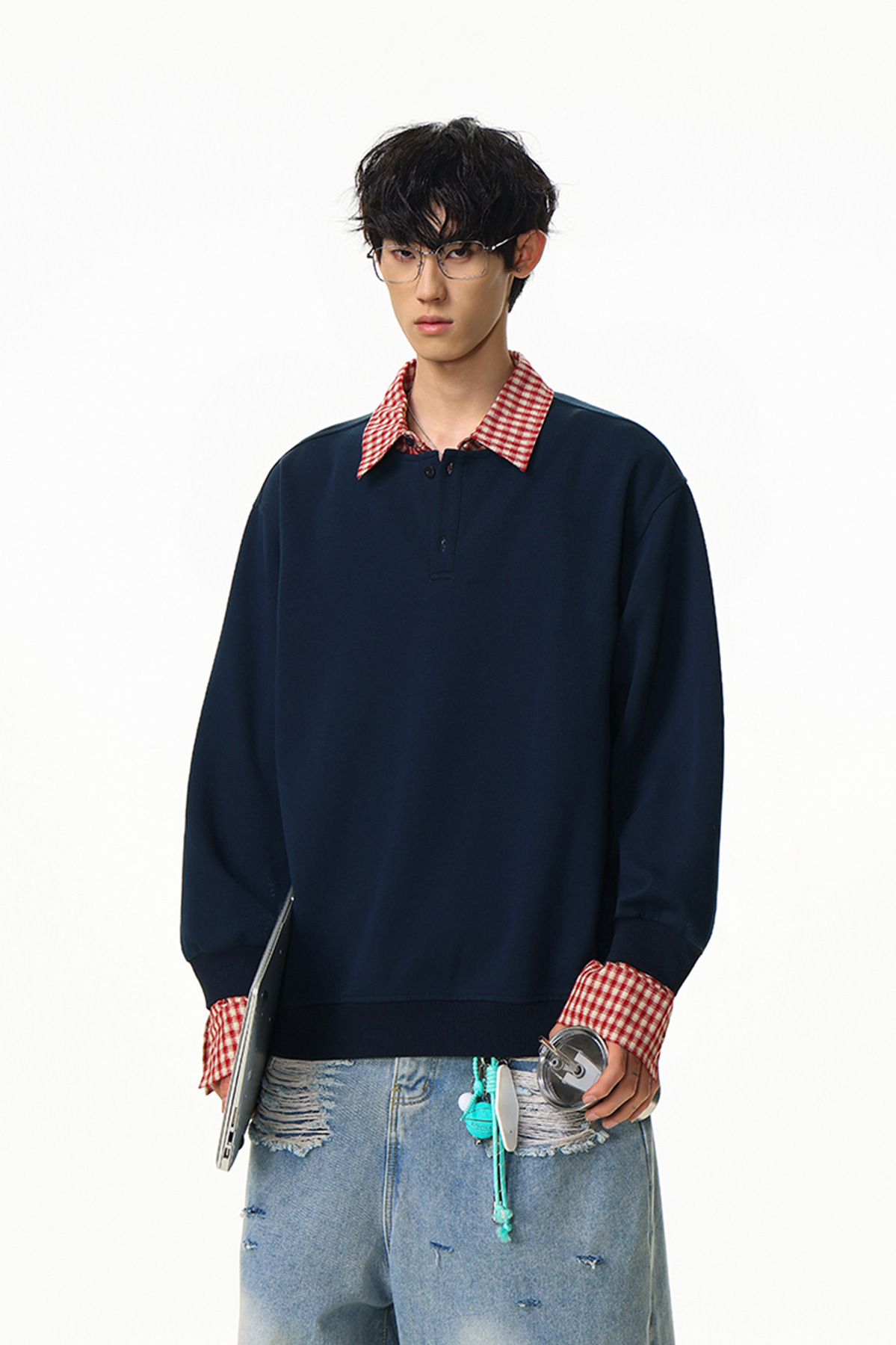 Solid Faux Layered Hoodie