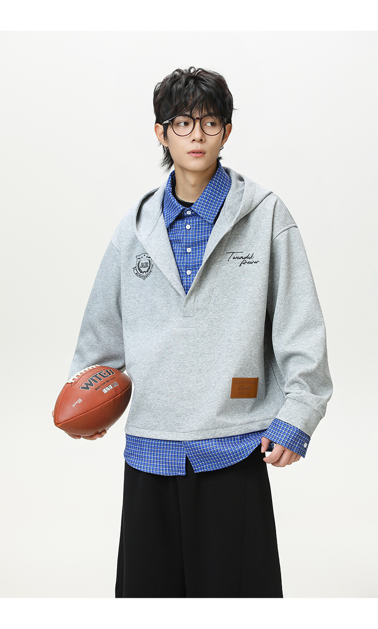 American Trend Cotton Layered Hood Sweatshirt