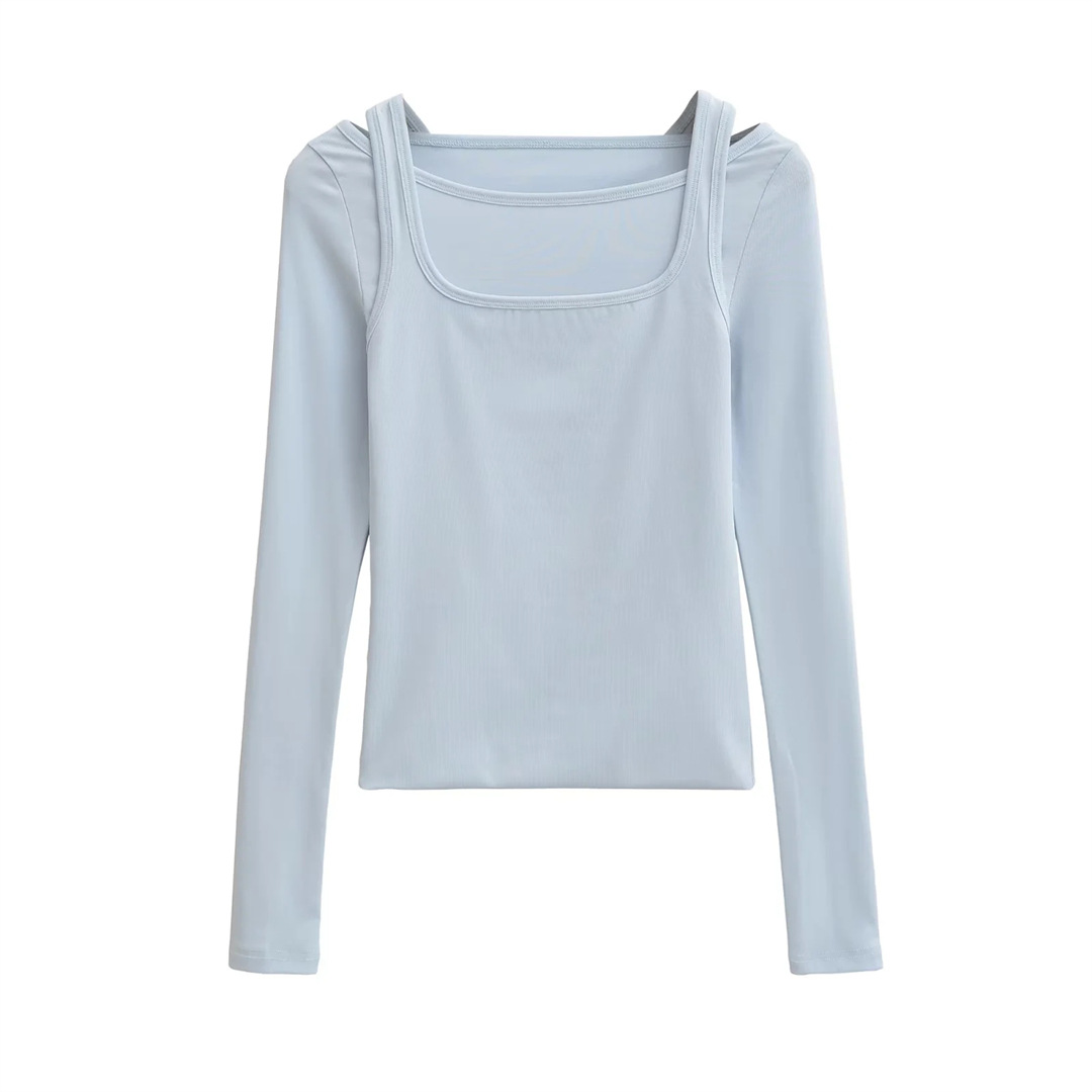 Ladies Sensual Bodycon Solid Long Sleeve Tee