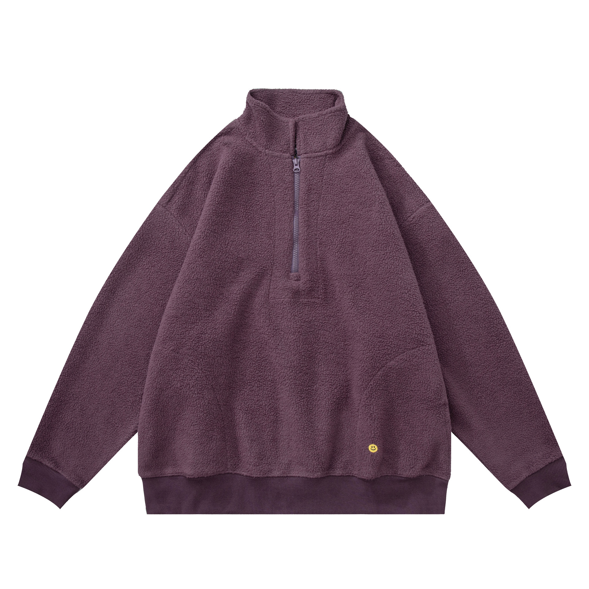 Oversized Graphic Emoji Partial Zipper Hoodie