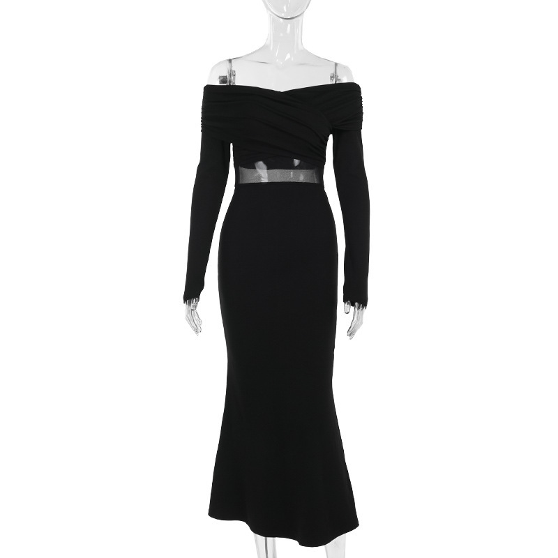 One Shoulder Full Sleeve Rayon Pencil Dress