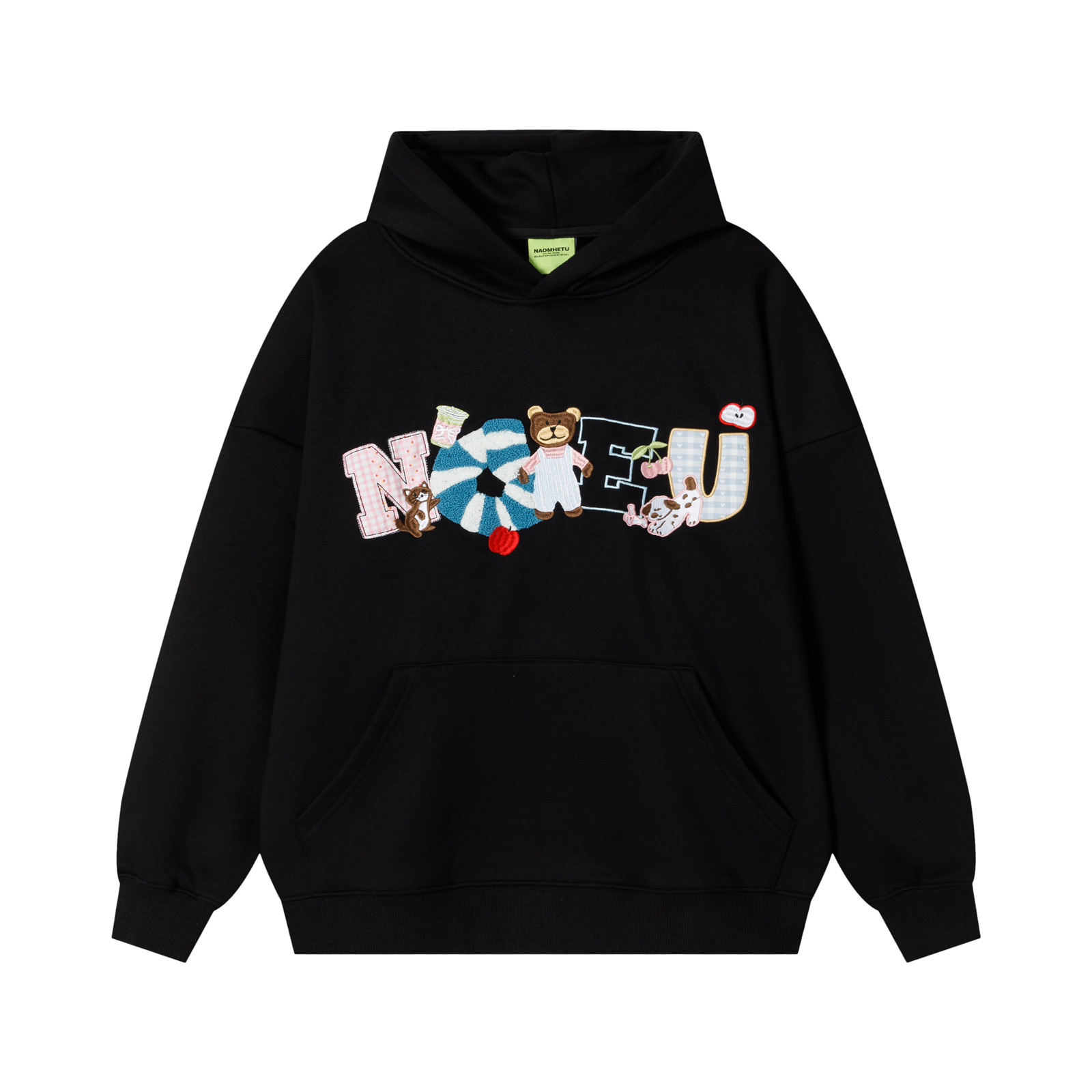 Embroidered Fleece Hoodie Loose Fit Casual Couple
