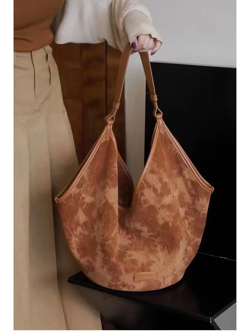 Women's Corduroy Small Shoulder Bag Solid Color Student School Bag Bag Winter Retro Travel Handbags Tote Bags