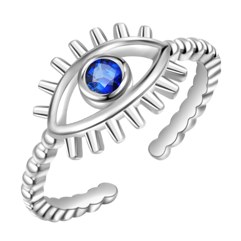 Turkish Zircon Evil Eye Rings For Women Open Adjustbale Gold Plated Stainless Steel Ring Couple Rings Wedding Jewelry Bague