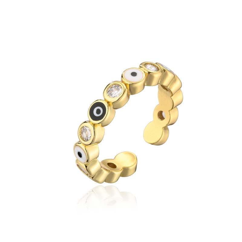 Turkish Zircon Evil Eye Rings For Women Open Adjustbale Gold Plated Stainless Steel Ring Couple Rings Wedding Jewelry Bague