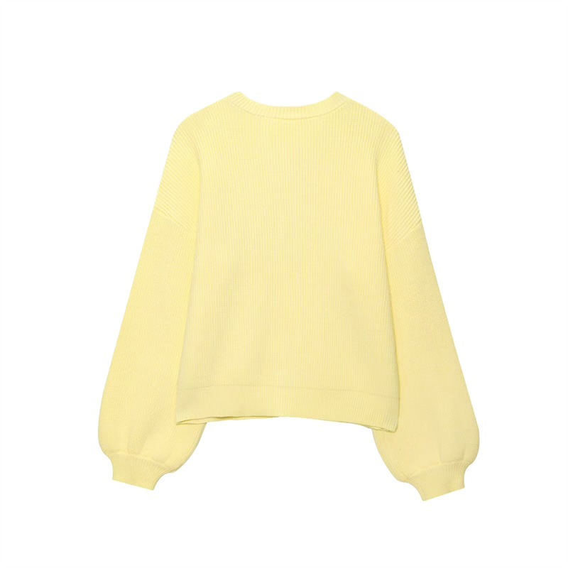 Spring New Style Round Neck Solid Color Loose Fit Pullover Unique Versatile Elegant Commuter Knitwear