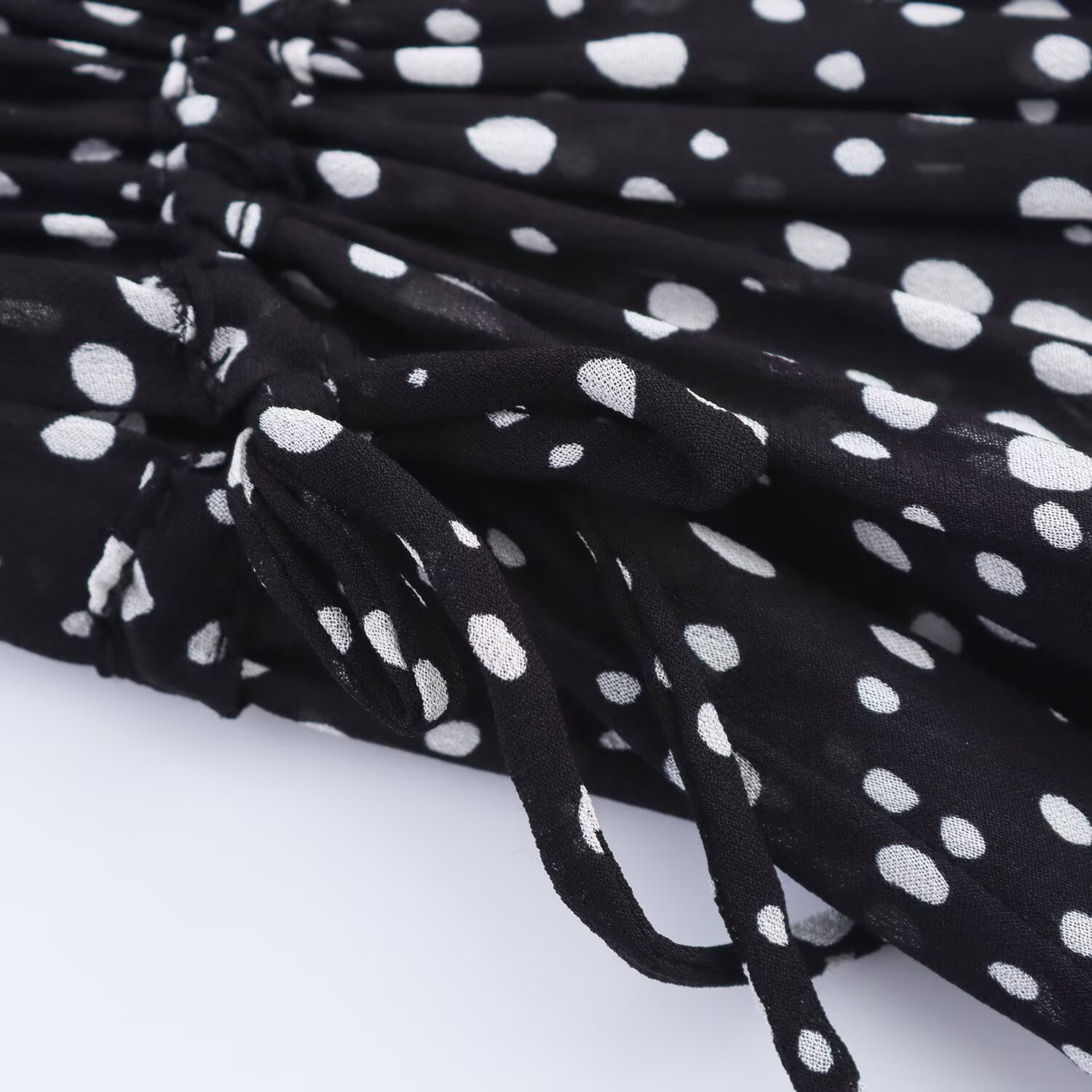 Women's Clothing Trumpet Sleeve Ruffle Polka Dot Short Skirt