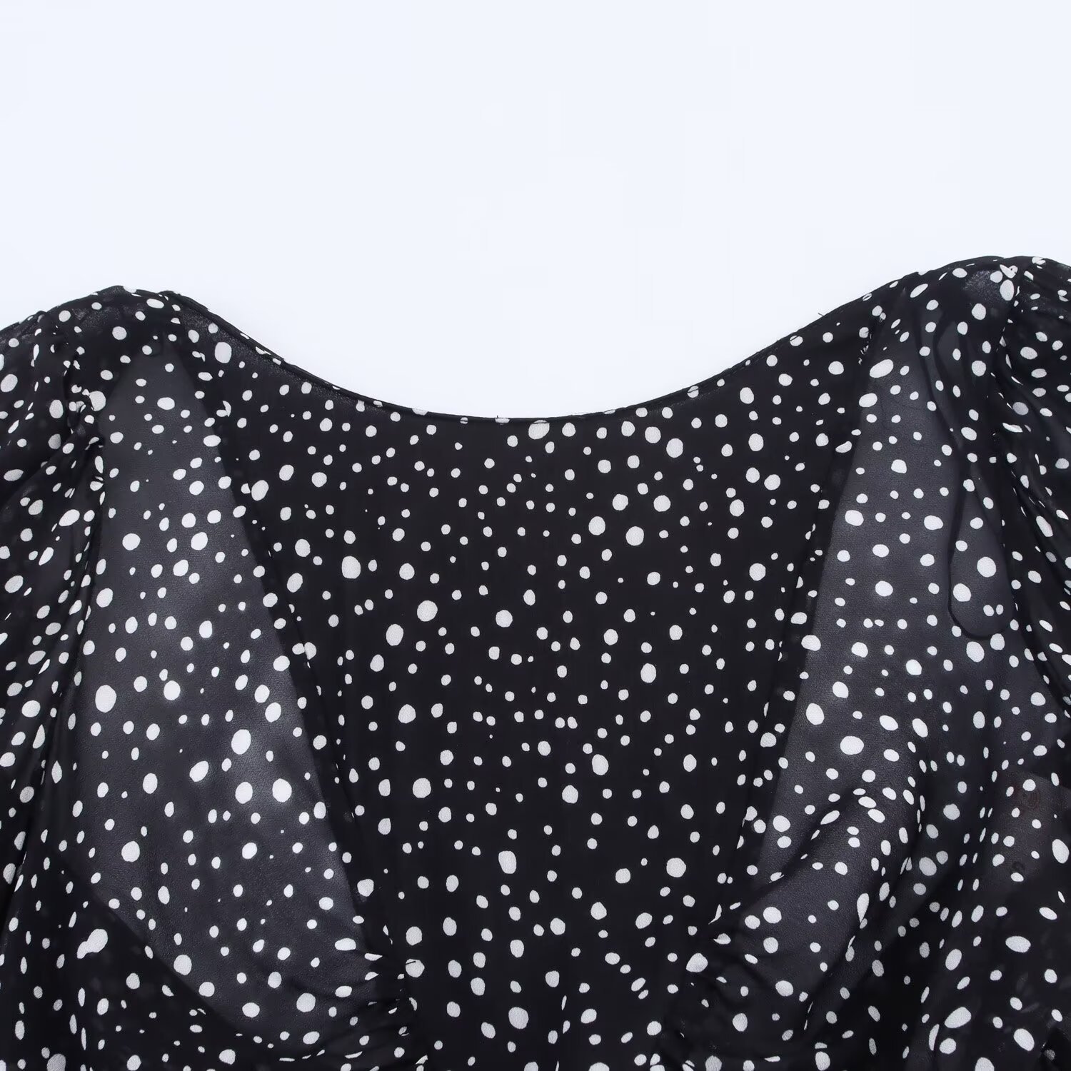 Women's Clothing Trumpet Sleeve Ruffle Polka Dot Short Skirt