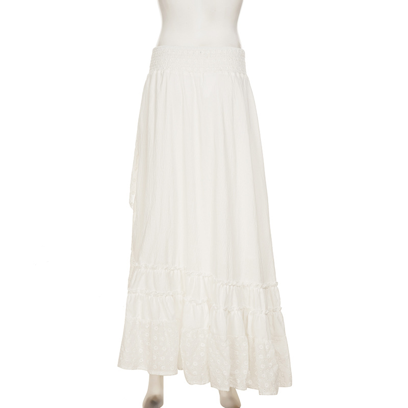 Asymmetrical Scalloped Edge High-Rise Swing Skirt