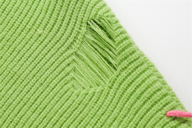 Oversized Long Sleeve Color Block Workwear Sweater