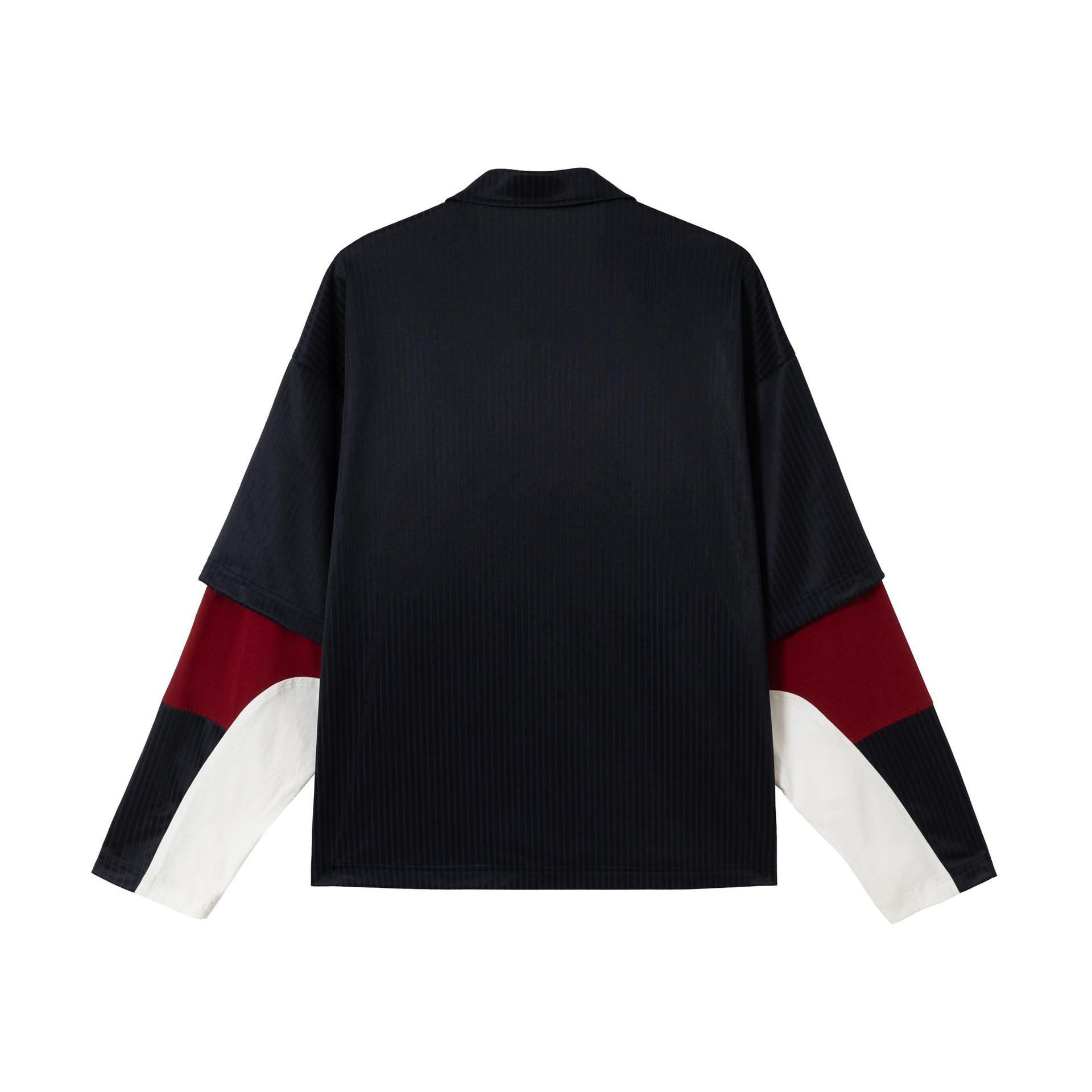 Long-Sleeve Dual-Layer Pieced Button-Front Embellished Hoodie