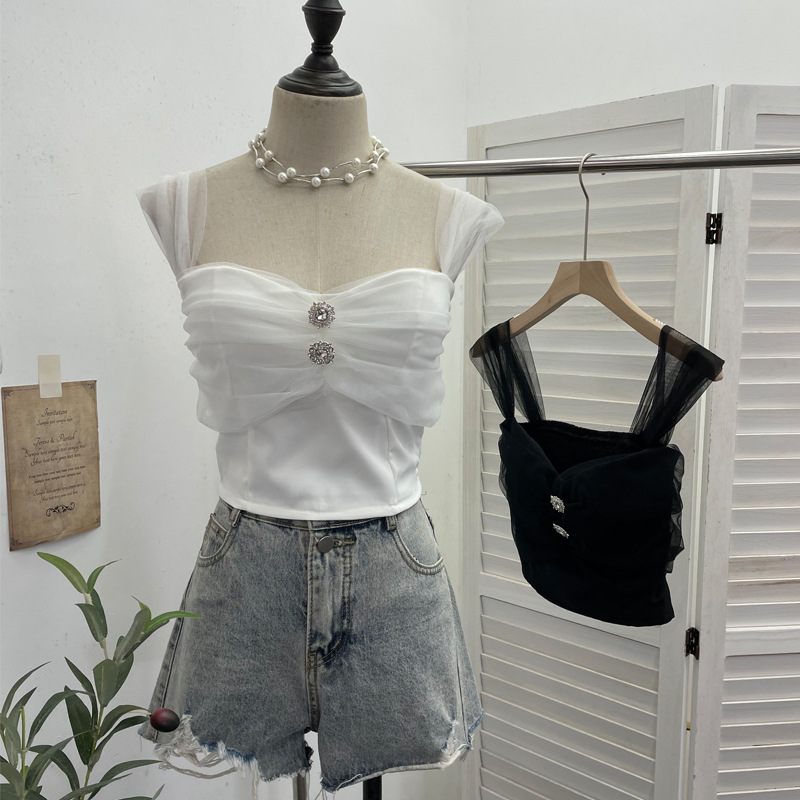 Sexy Slim Fit Solid Color Mesh Top