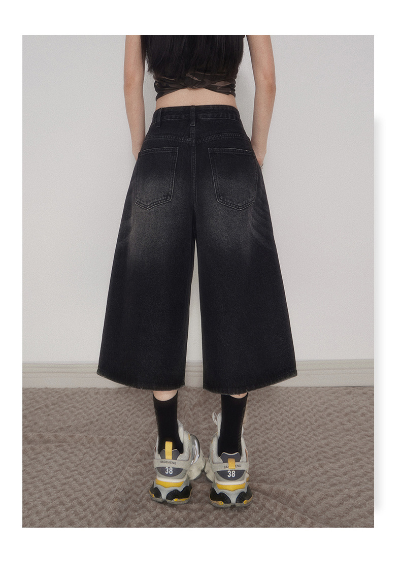 Women's Pants Loose Casual Slimming Pear-Shaped Denim Mid-Length Trousers