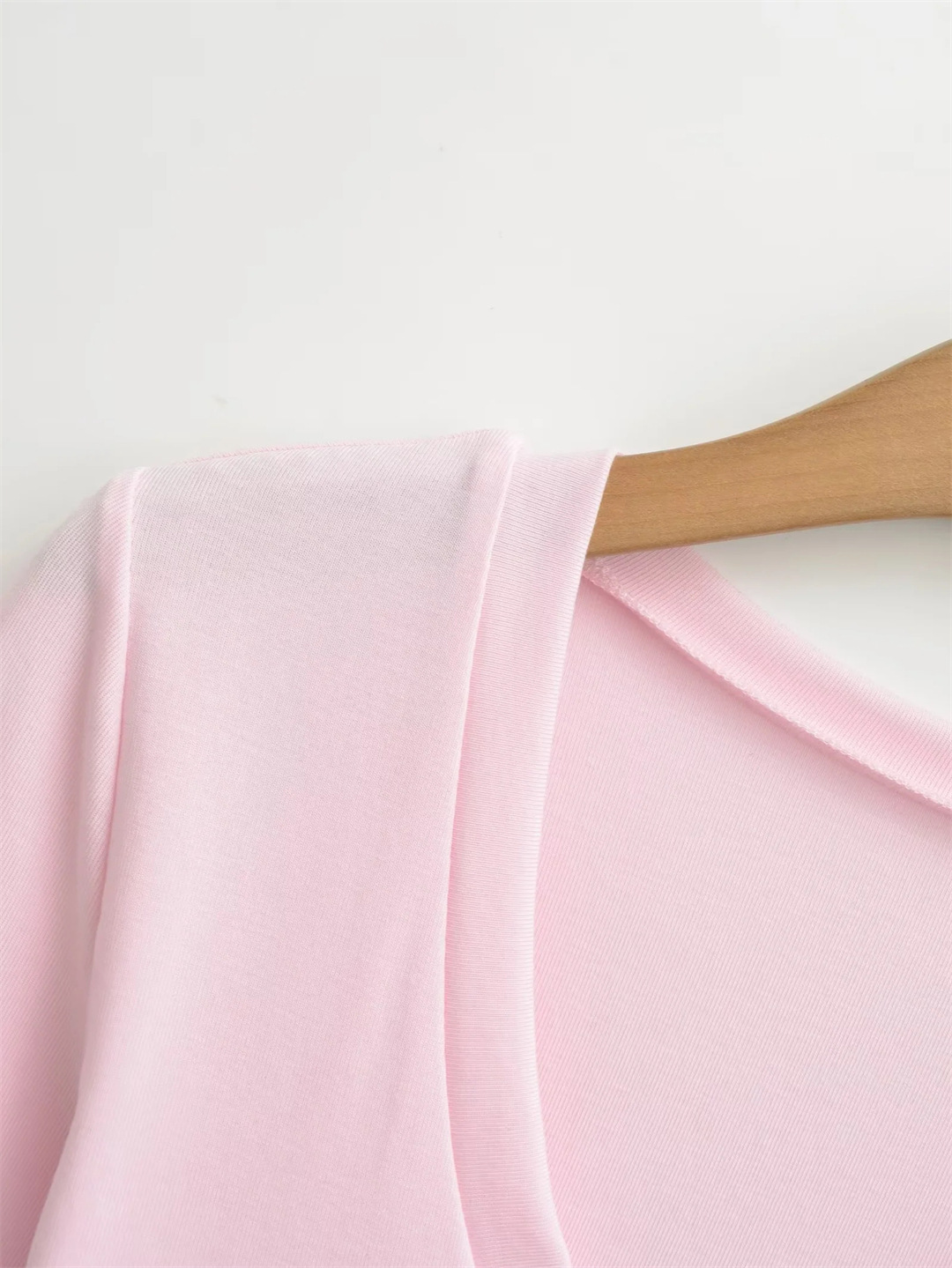 Ladies Streetwear Plain Stretch Elbow-Length Plunge Layering Tee