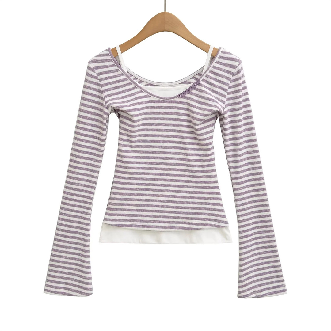 Ladies Asymmetric Vertical Fluted Slim Top