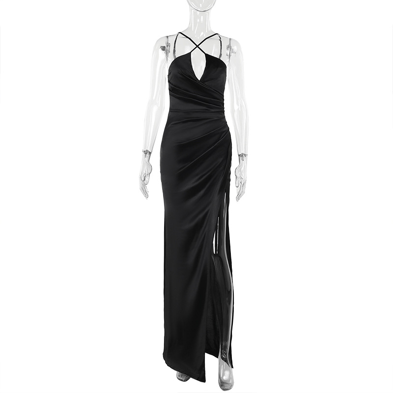 High Waist Collarless Polyester Dress
