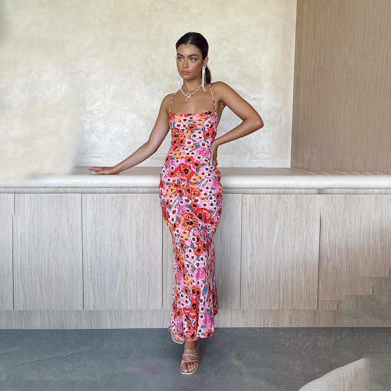 Vibrant Floral Sleeveless High-Waist Pencil Maxi Dress