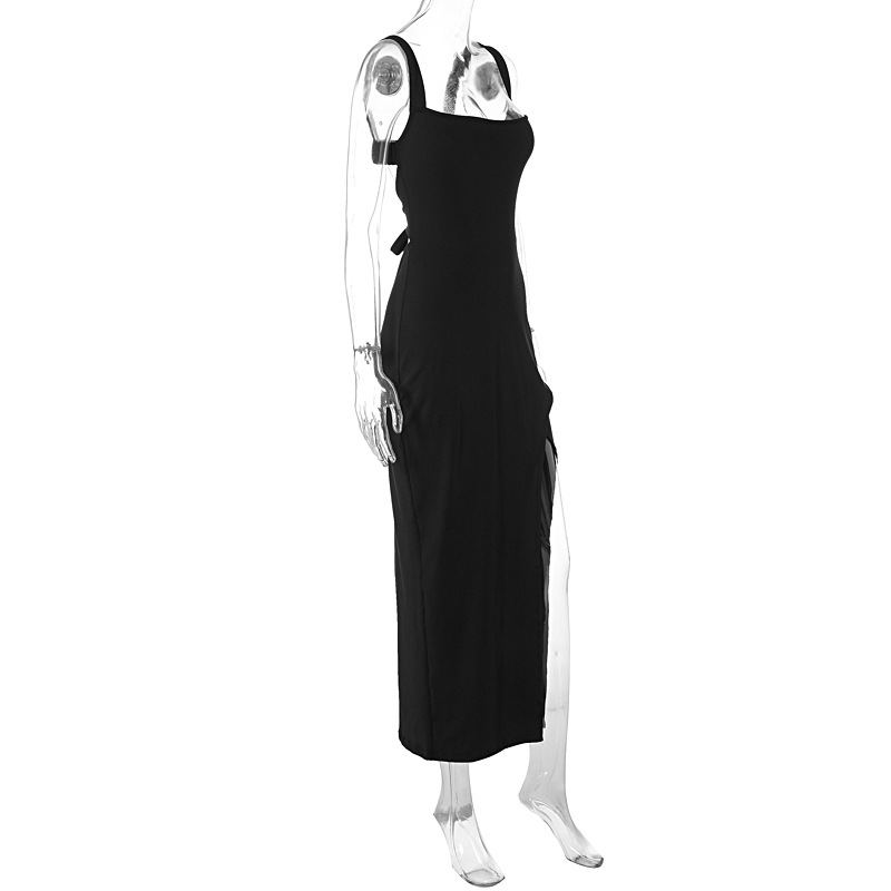 One Shoulder Side Split Open Back Bodycon Dress
