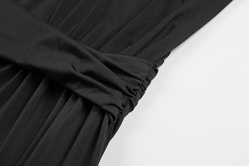 Round Neck Sleek Ruched Polyester Dress