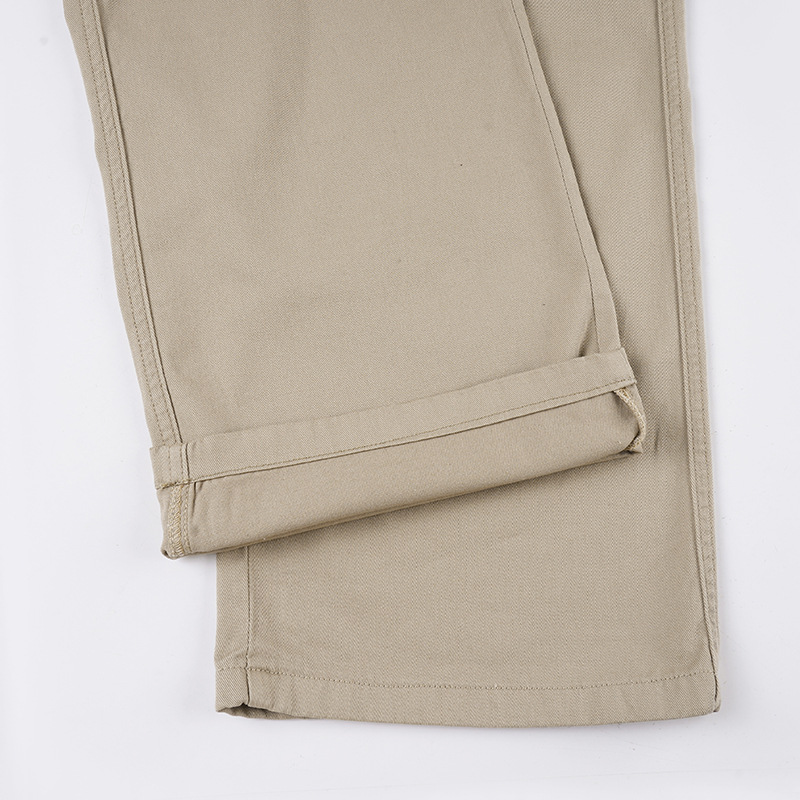 Retro khaki high waisted straight leg jeans for women