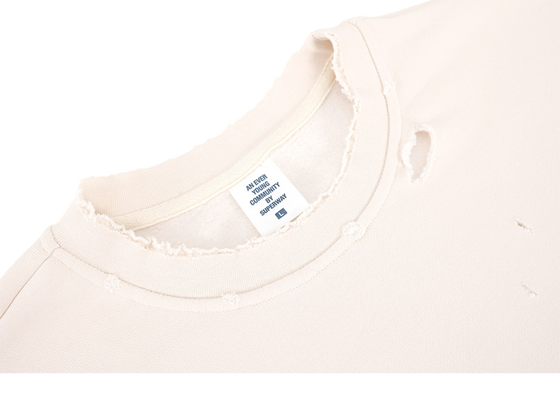Khaki Streetwear Ripped Graphic Cotton Sweatshirt