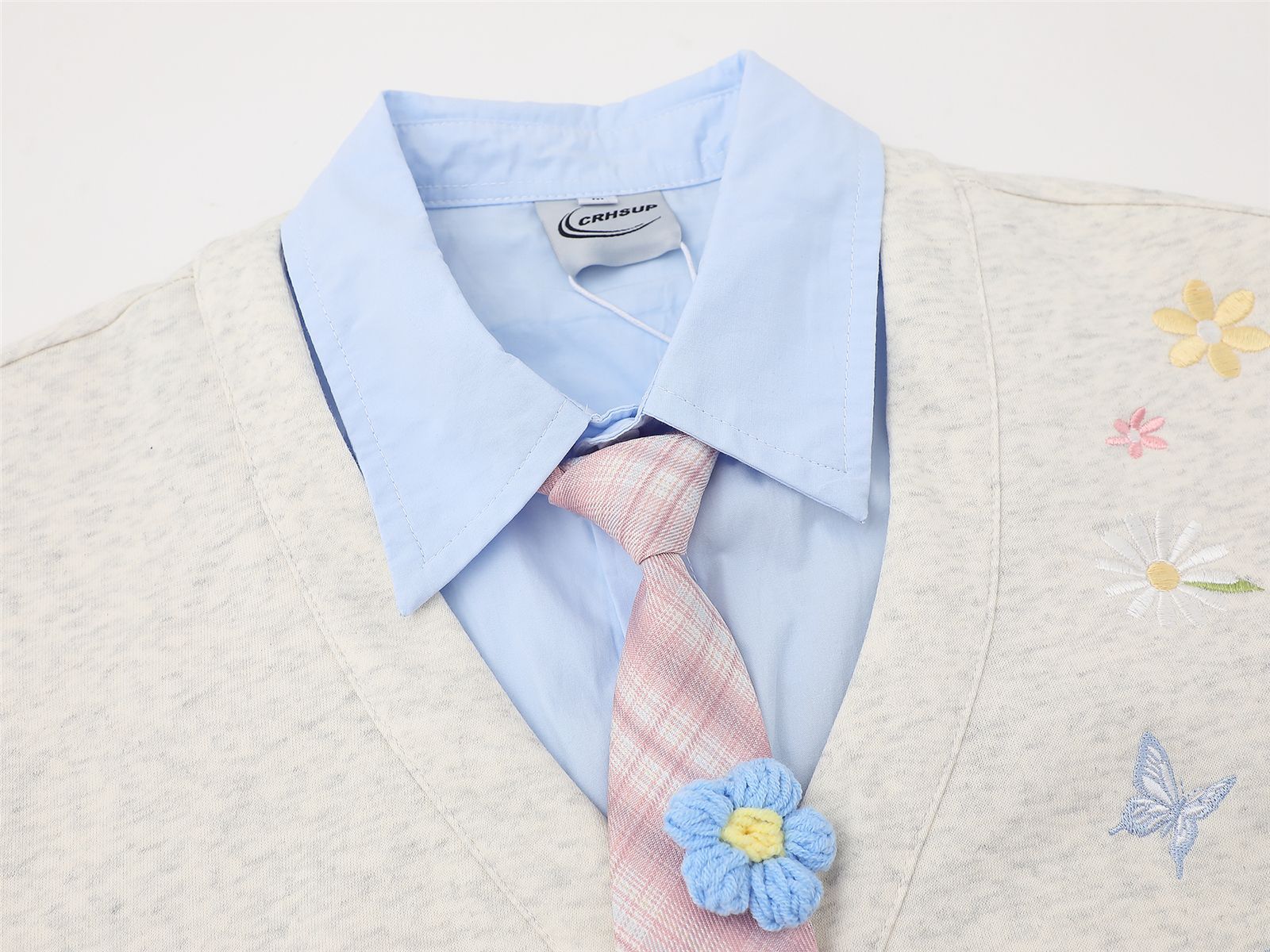 Two-Piece Tie Collar Polo Neck Sweatshirt Couple Casual Jacket