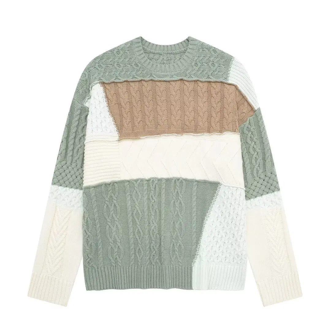 Ladies Relaxed Fit Dacron Contrast Panel Sweater