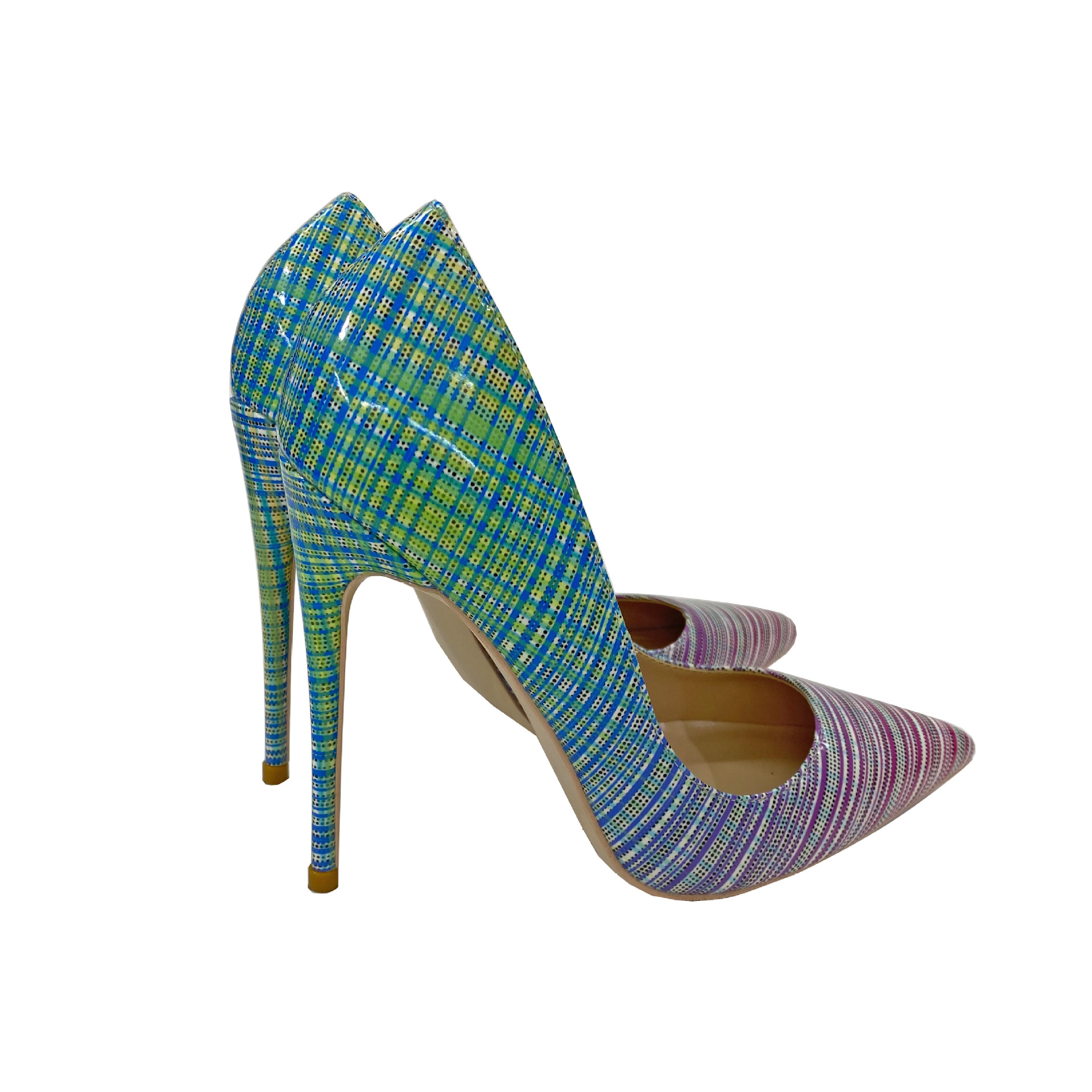 Colored patent leather high heels, thin heeled pointed toe, shallow mouthed soft leather women's shoes