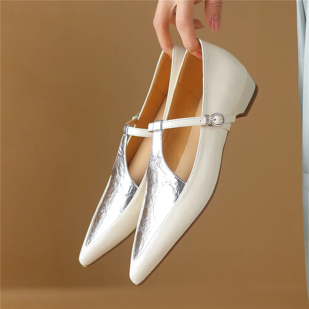 Ladies Urban Tapered Two-Tone Belted Ballerina