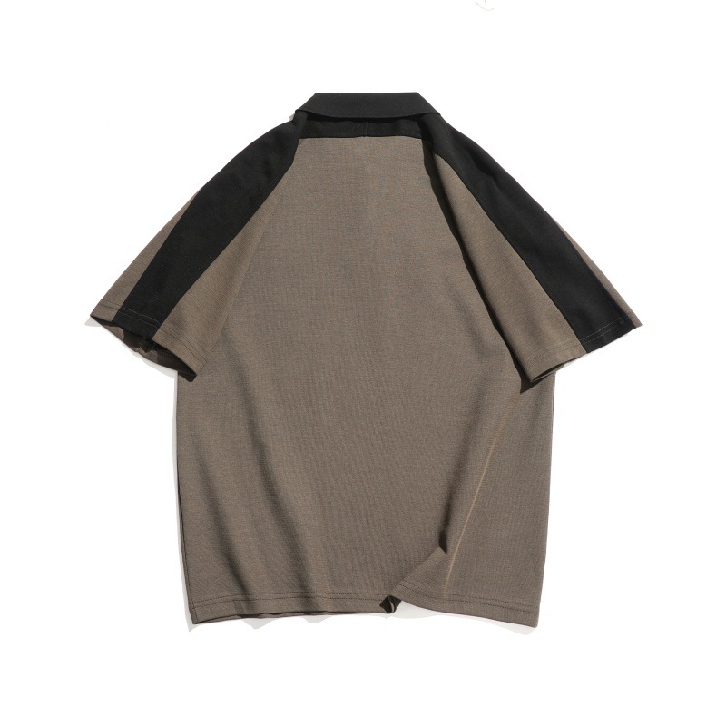 Japanese Retro Cotton Color Block Letter Shirt