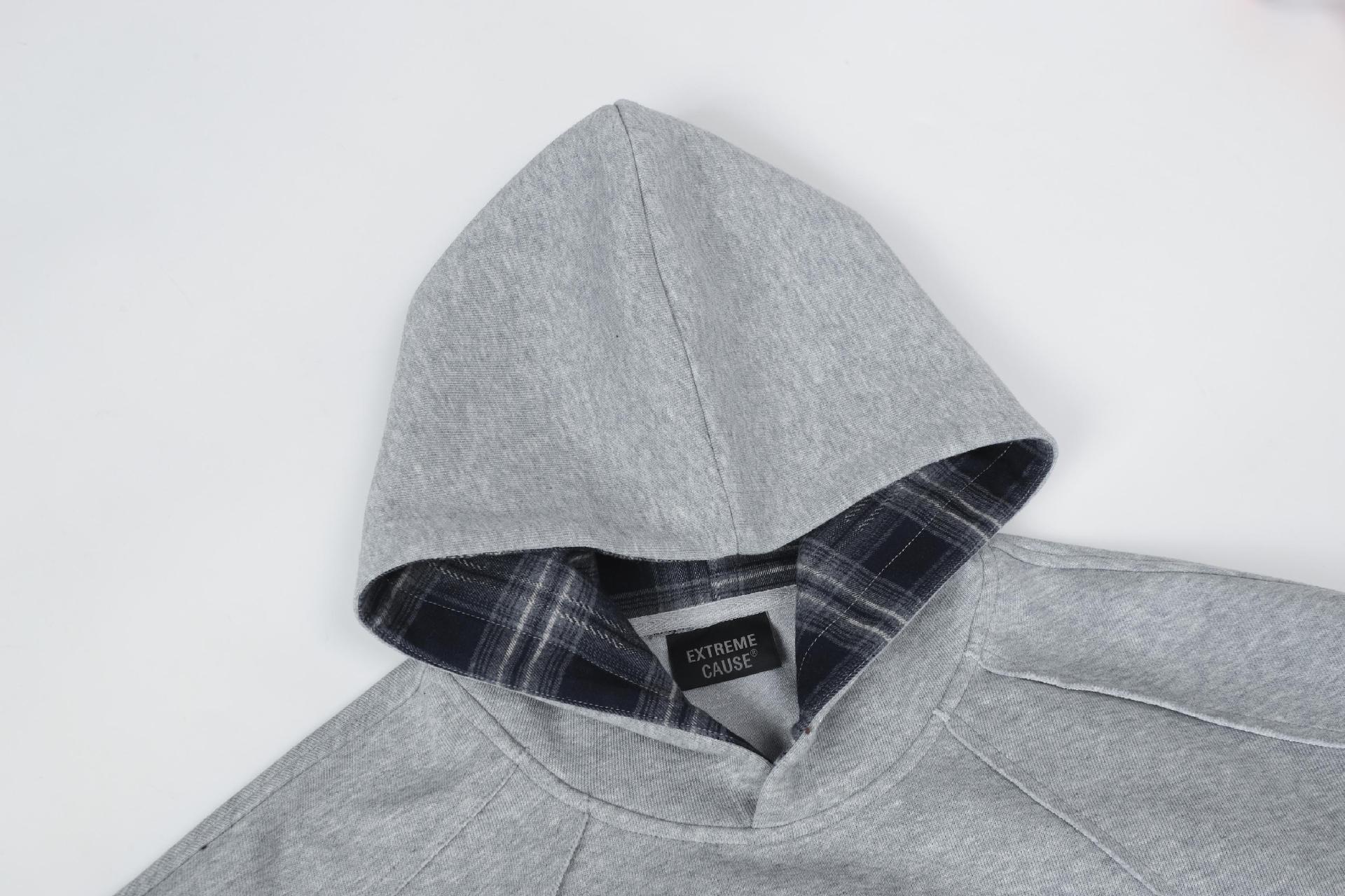 Vintage Asymmetric Checked Layered Hoodie