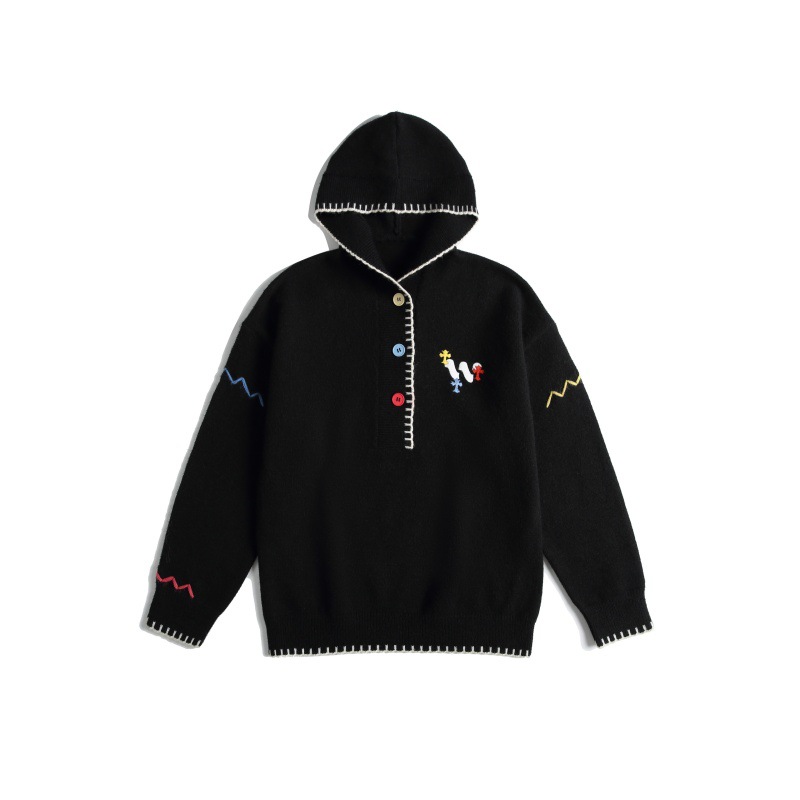 Japanese Workwear Oversized Color Block Stitched Hood Sweater