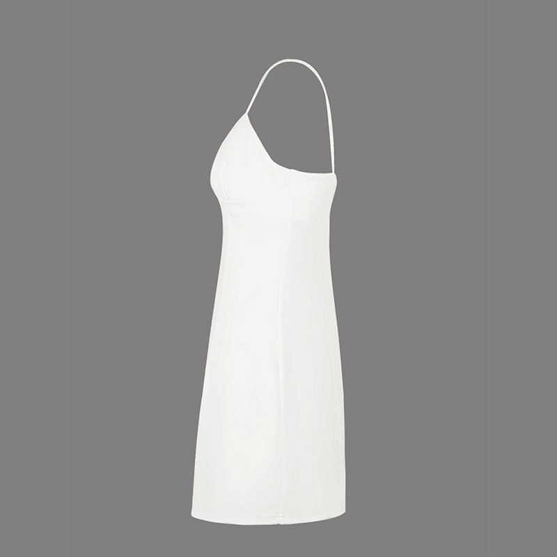 Sleeveless Polyester Plain Fitted Open Rear Dress