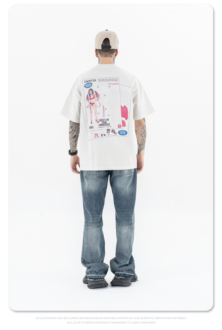 Vintage Washed Casual Round Neck Short Sleeve T-Shirt for Men